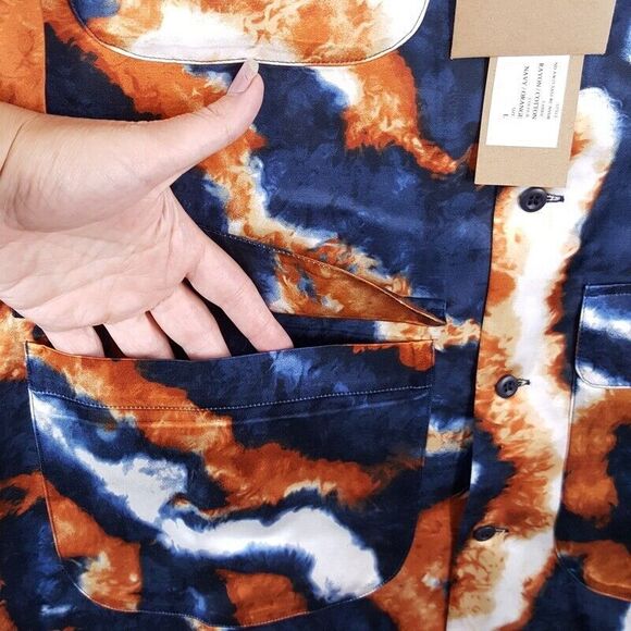 NICHOLAS DALEY Mens Shirt Large Blue Button Up Utility SUMINIGASHI ALOHA $695 - Picture 5 of 11